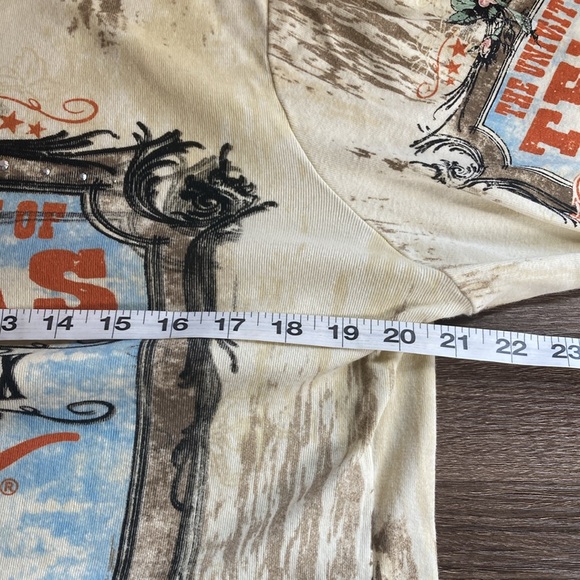 Vintage Y2K Creative Apparel Large University of Texas Cream 3/4 Sleeve L Tee - Picture 5 of 8